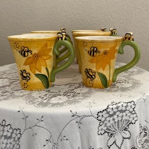 Pier 1 Imports Set Of 6 Bumblebee Mugs. Brand New Adorable